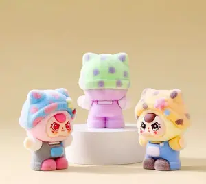 3 PCS Flocked Polka Dot Hat Cat Cute Grain Ornaments Cartoon Desktop Decorations Trendy Toy Doll Creative Adorable Design Versatile Use