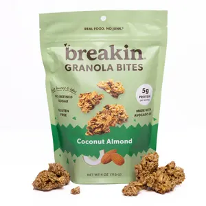 Breakin Coconut Almond Granola Bites - 3 pack, No Refined Sugar, Gluten Free, Good Protein & Fiber, No Seed Oil Healthy Snack