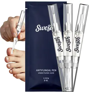 Swesth Antifungal Pen – Cures Most Athlete’s Foot, Jock Itch, and Ringworm - 25% Undecylenic Acid with added Tea Tree, Jojoba, Clove Bud Oils & Aloe Rejuvenation  Nail  Growth  Oil - 3-Pack Twist Pen, Tea Tree Oil, Apply Twice/Day