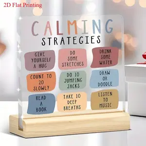 Acrylic Award Plaque for Relaxation Strategies, Inspirational Mental Health Desk Decor, Mindfulness Slogans & Positive Declarations