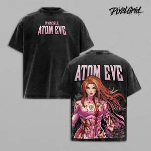 Invincible Season 4 Atom Eve Graphic Tees, Unisex Invincible VS Game Streetwear T-Shirt Gift, Washed Cotton Oversized Shirt, Menswear
