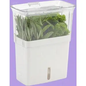 Acrylic Herb Storage Container for Refrigerator - Fresh Herb Keeper with Lid - Reusable Fridge Organizer for Vegetables - Clear Herb Saver Pod - BPA-Free & Airtight Design