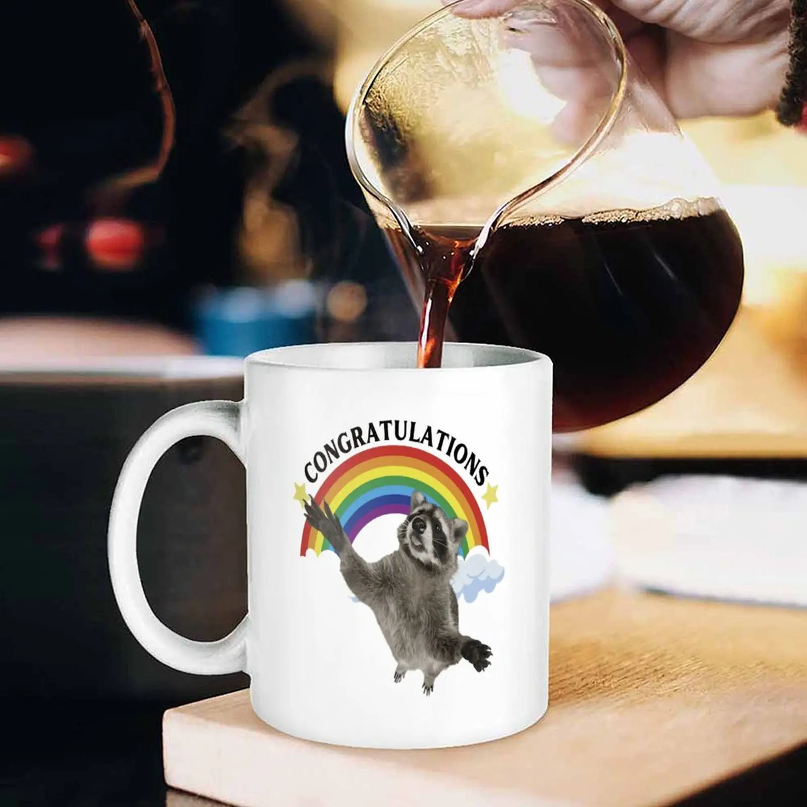 Congratulations Mug | Funny mug, weirdgGift for bff, Self love mug, Eclectic, Raccoon mug, Funny motivational, Quirky cup, Raccoon gift,