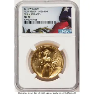 Modern Bullion Coins (2015-W G$100 American Liberty High Relief ER Bunting Flag)