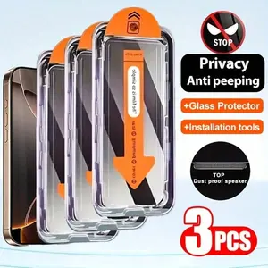 3 Pieces Anti-Peeping Anti-Dust Explosion-Proof Anti-Fingerprint Tempered Glass Screen Protector Film, Perfect Fit for iPhone 11-17 Series, Daily Scratch and Smudge Protection