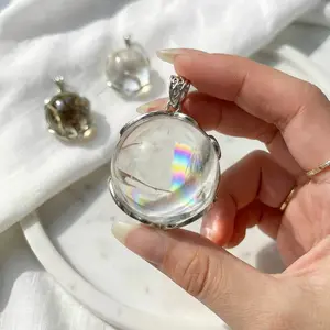Rainbow Clear Quartz Necklace, Sterling Silver Necklace with Crystal Pendant, Healing and Protective Jewelry, Gift for Her