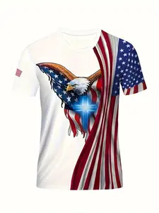 Men's 3D Printed Classic American Style Streetwear Outdoor Tropical T-Shirt, Vibrant Full Art Pattern, Round Neck Short Sleeve Casual Summer Wear, Breathable Fabric