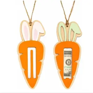 2 Pcs Easter Carrot Money Holder for Cash Gift, Easter Gift Basket Tag, Basket Stuffers for Toddler, Kids, Teens, Gifts for Baby Boy, Girl, Grandchildren
