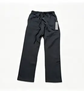 Black Uncuffed Relaxed Sweatpant for Men Heavyweight Cotton Casual Streetwear Pants Y2K Aesthetic Lounge Bottoms Beige Wide Leg