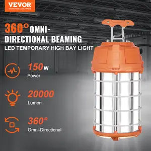 VEVOR LED Portable Work Lamp, 150W, 20000lm, 5000K Durable & Water-Resistant, Linkable up to 6 Units, Ceiling or Stand Job Site Illumination for Both Indoor & Outdoor Use