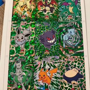Pokemon Holo Art Card Sheet (9 Designs) – Pikachu, Charizard, Mewtwo, Gengar – Uncut Sheet
