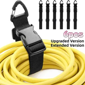 6 Pack Heavy-Duty Adjustable Extension Cord Organizer Straps, Black Polypropylene Cable Ties with Tri-Lock Buckle, Durable Cord Keeper for Garage, Workshop, Tool Belt & Home Storage, Space-Saving Cable Holder for Cords, Hoses & Tools