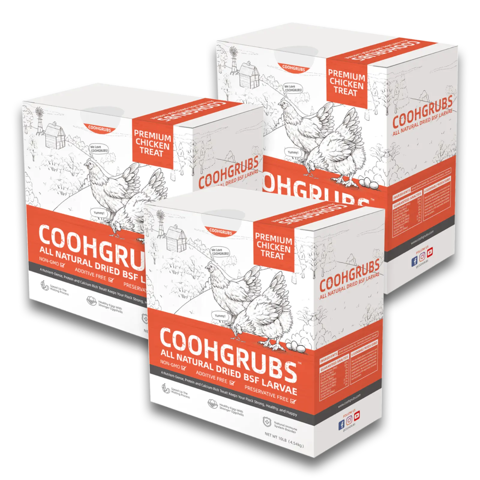 COOHGRUBS 30LBS Microwave-Dry Non-GMO Dried Black Soldier Fly Larvae Chicken Feed - Natural, High Protein, Crispy Texture, Higher Calcium Than Mealworms, Supports Egg Boost & Sturdier Eggshells