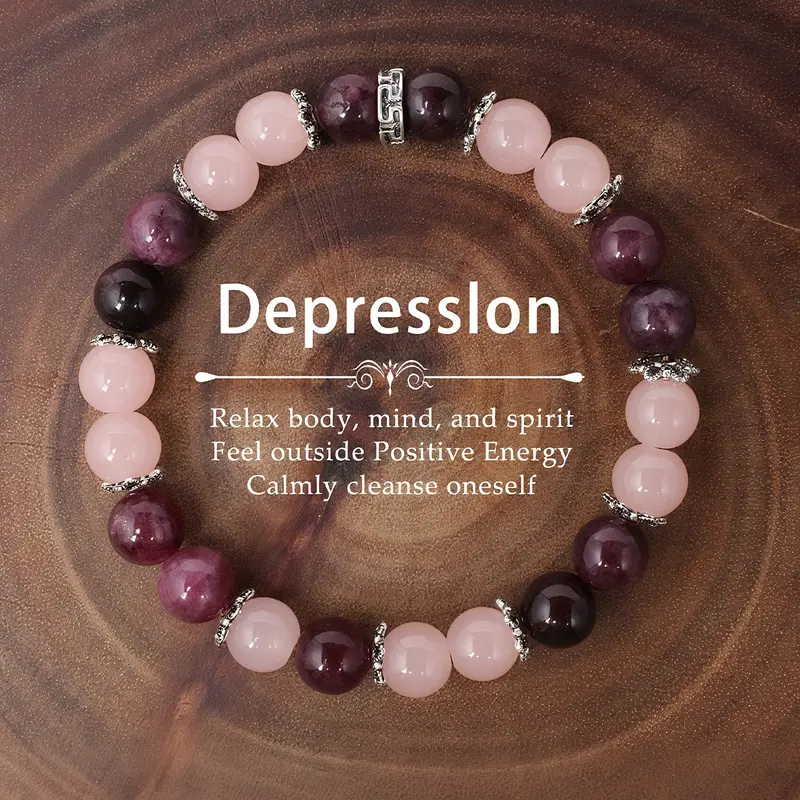 Handmade Malachite Crystal Bracelet, Exquisite Bracelet, Strawberry Quartz Beaded Jewelry, Accents, Relaxing Spiritual Accessory, Handcrafted Quality, High Quality Bracelet