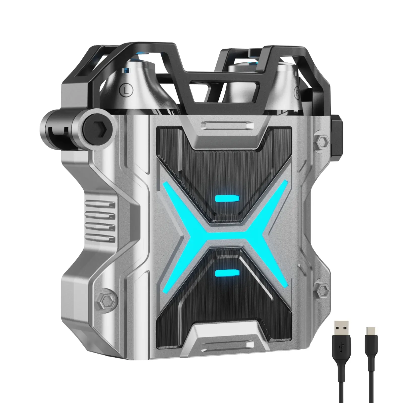 Wireless Gaming Earbuds, With Bass Vibration Feedback/HIFI Stereo, Microphone, Bluetooth 5.3, Metal Housings, Noise Isolating, Charging case LED, Type C Audio Headphone Electronic, Headset