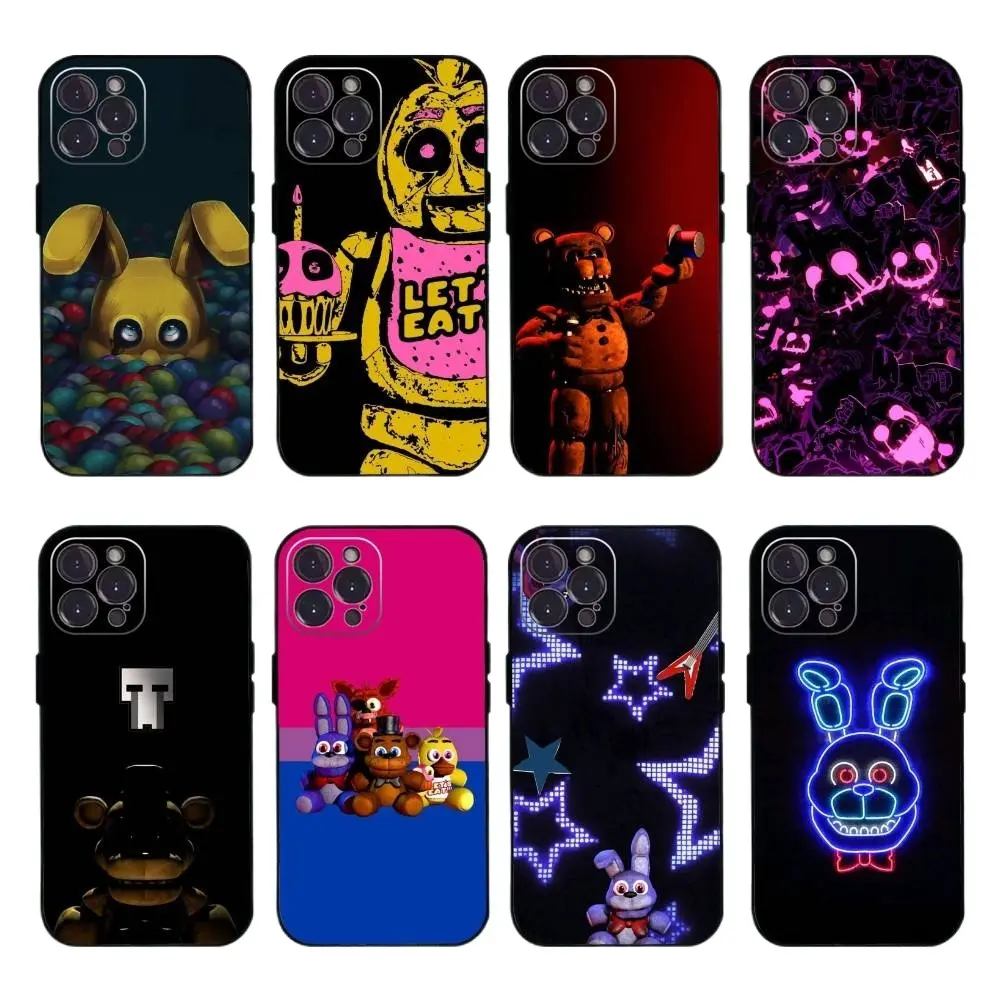 Cool 5 Nights-At-Freddys Fnaf Phone Cases For iPhone 17 Promax Pro Air 16 Plus 15 14 13 12 11 Soft Silicone Black TPU Shockproof Protective Cover Perfect Christmas Halloween Birthday Gift