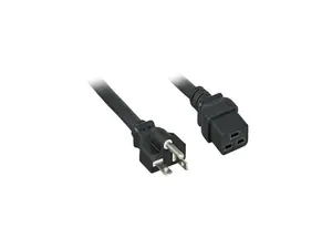 Nippon Labs 12 AWG AC Power Cord NEMA 5-20P To C19,  SJT, 20A/250V, NEMA 5-20P to IEC-60320-C19, Black 8ft. Power Cable