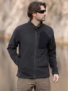 Men's AIR Full Zip Wave-textured Lightweight Fleece Jacket Breathable Sweatshirts for Outdoor Hiking Camping skiing
