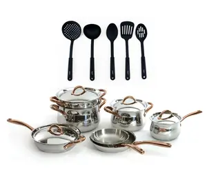 BergHOFF Ouro G old 16Pc 18/10 SS Cookware Set with SS Lids