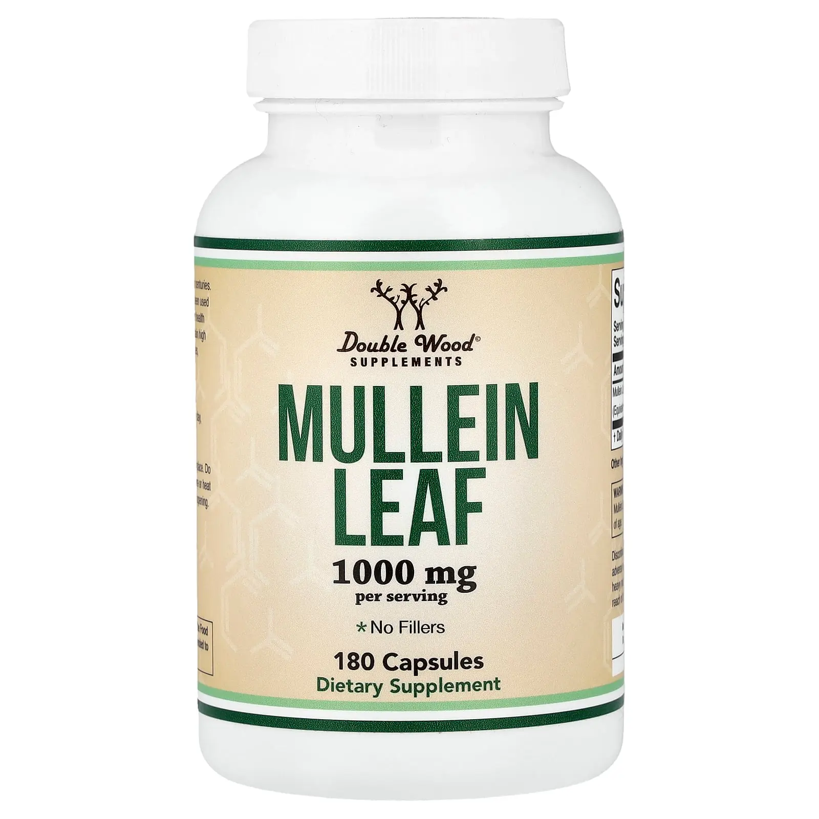 Double Wood Supplements Mullein Leaf, 180 Capsules (500 mg per Capsule)