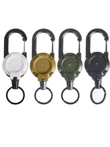 Anti-Theft Metal Easy-Pull Buckle Rope, Elastic Keychain, Portable Keychain, Sporty Retractable Key Ring, Anti-Lost Yoyo Ski Pass ID Card Holder