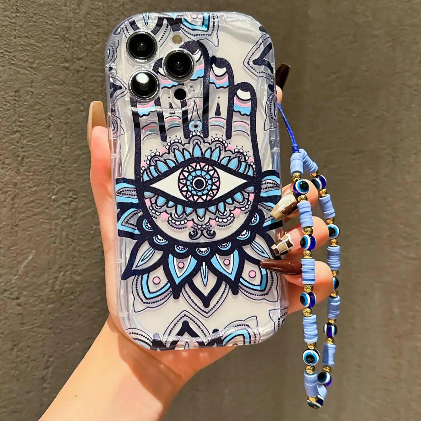 Vintage Eye Pattern Phone Case with Lanyard, Decorative Phone Protector Cover, Phone Accessories Compatible with iPhone 11 12 13 14 15 Pro Max