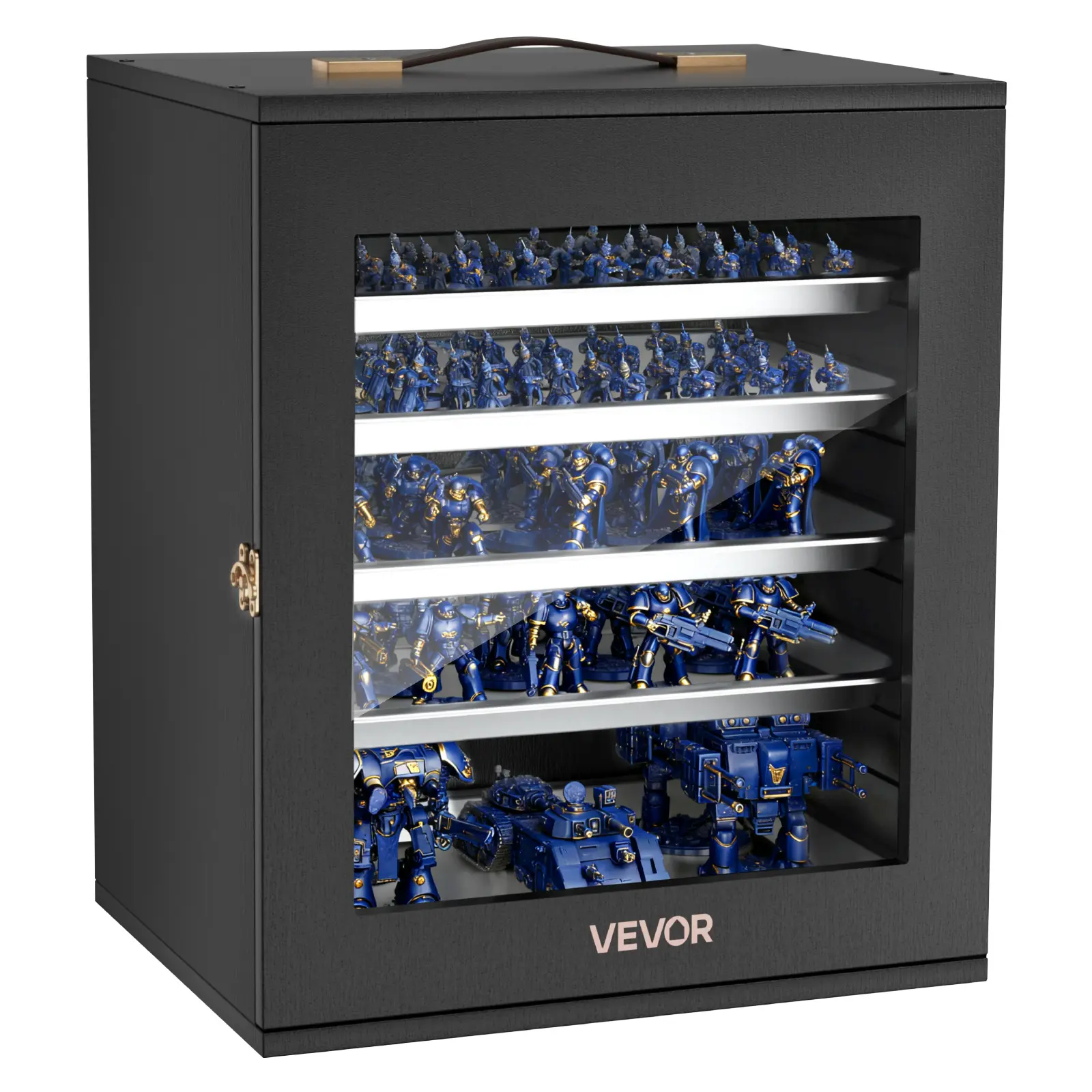 【SummerFinds】VEVOR Miniatures Storage Case, Fits for 1:1750-1:2000 Scale Models, Wooden Miniatures Display Holder with 5 Tray & 13 Slots, Clear View Miniature Transport Case for Collectibles (Minis Not Included)