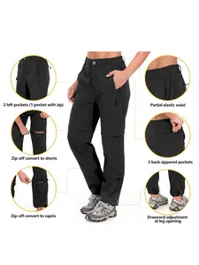 Women's Outdoor Quick-Dry Pants, Detachable Leg Design, Breathable Lightweight Durable, Ideal for Hiking Camping Outdoors