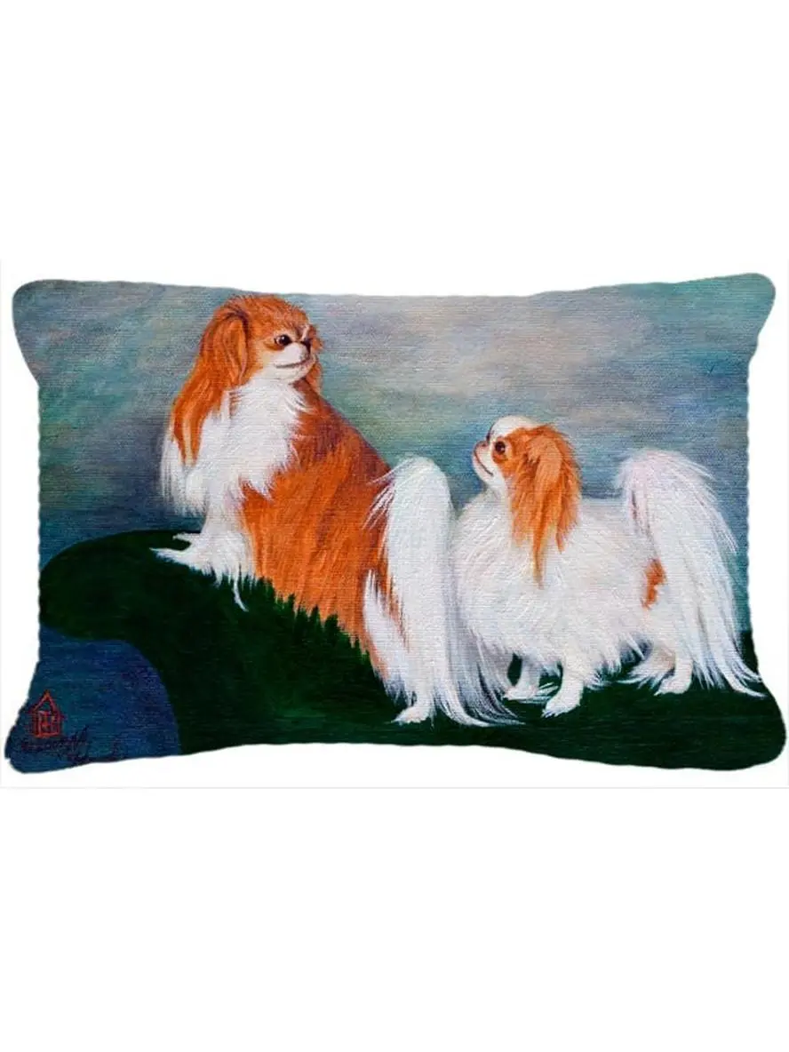 Japanese Chin Standing On My Tail Fabric Decorative Pillow