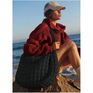 Womens' Lightweight Quilted  GYM Tote Bag Puffer Bag Soft Puffy Boho Handbags Big Capacity Purse Puffer Tote Bag Women Quilted Crossbody Bag Large Shoulder Puffy  Purse Cloud Bubble Gym Pleat Pad