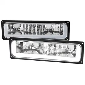 1988-1998 Chevrolet C10 GMC C/K LED Strip Bumper Corner Signal Lights (Chrome Housing/Clear Lens)