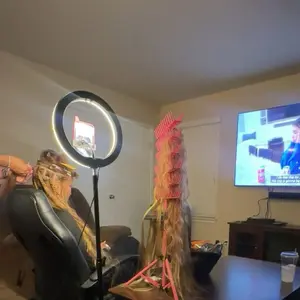 Braiding Hair Rack with Tray, 144 Pegs Height Adjustable Braiding Rack, 2-side Hair Extension Holder Hanger, Hair Stand with Stylist Hair Braiding Tools for Hair Salon Home Traveling (Pink)