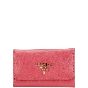 Pre-owned PRADA Calfskin Small Leather Goods 1PG222 Saffiano Leather Key Case