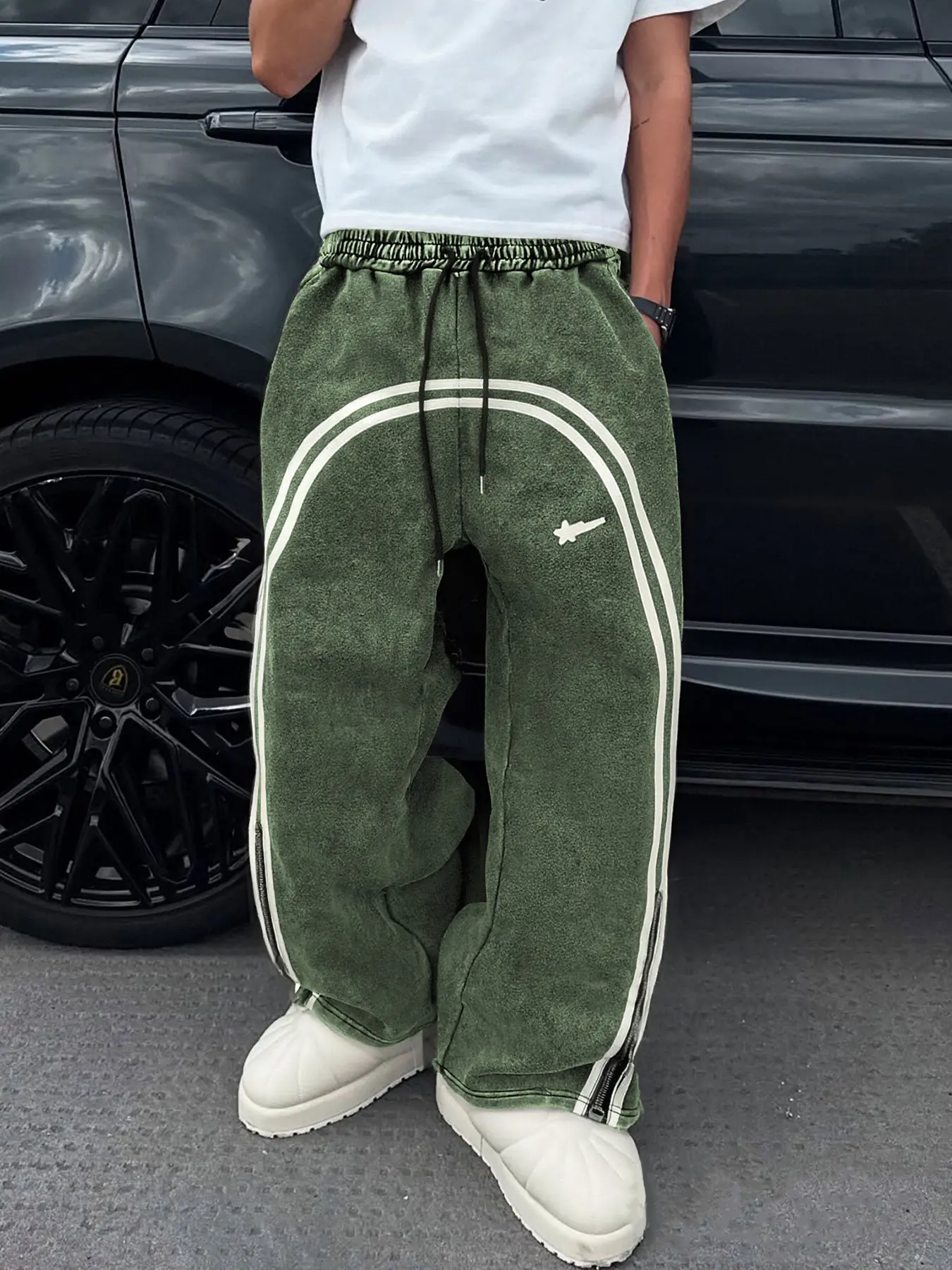 Unisex Casual Sweatpants, Unique Star Print, Heavyweight Washed Cotton Fabric, Fitted Street Style Joggers for All Seasons, Athleisure Design Style Pants, Sports Bottoms, Jogging Pants