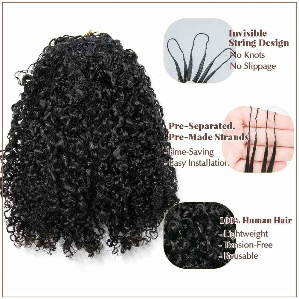 Bling Hair Burmese Curly Crochet Human Hair for Miracle Knots Boho Braids Burmese Curly Knotless Pre-Separated 50g / Bundle - Time-Saving,  4 to 5 Bundles Recommended for a Full Head
