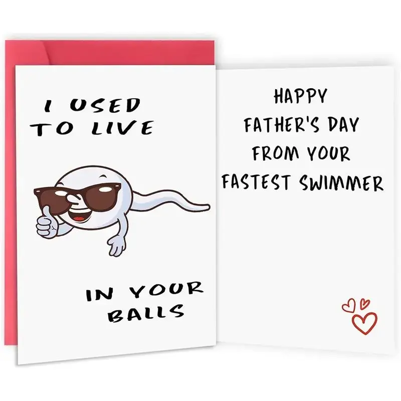 Cute First Fathers Day/ Parents day Card for New Dad, Two-sided 1st Fathers Day Gift from Baby Girl Boy, I Used to Live in Your Balls # Parents Day card