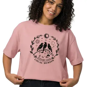 Support Your Local Murder Shirt Women Funny Crow Graphic Tee Plus Size