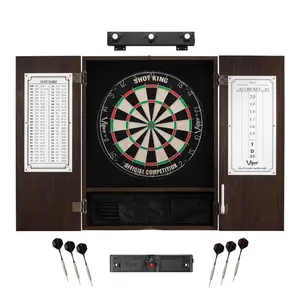 Viper Shot King Sisal Dartboard, Metropolitan Espresso Cabinet, Shadow Buster Dartboard Lights & Laser Throw Line Marker