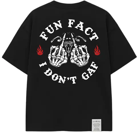 Fun Fact I Don't GAF" T Shirt, Skeleton Graphic Tee | Sarcastic Back Print Hoodie, Sweatshirt | Gift For Him