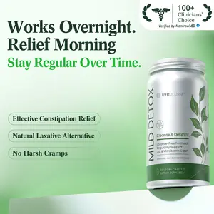 UFITJOURNEY MILD DETOX 12-in-1 Non-Stimulant Gut & Colon Cleanse | Okra Fiber & Synbiotics & 8 Botanical Extracts | Debloat & Digestive Balance Support | 60 Vegan Capsules Edible