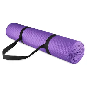Fitvids 1/4” High Density Thick Non Slip Workout Yoga Mat & Carry Strap, Purple