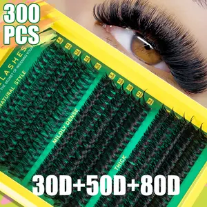 300 Cluster DIY False Eyelash Extensions Kit, Large Capacity, Multiple Styles, Professional & Beginner Friendly, Home Use