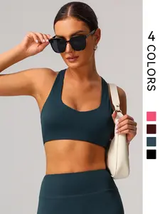 Women's Solid Color Sports Bra, Quick Drying Breathable Comfortable Yoga Fitness Backless Bra, Ladies Sportswear for Indoor Outdoor Wear, Yoga Gym Activewear