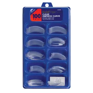 Gold Finger 100 Pcs Acrylic Clear Fake Nails Tip Empress Curve Arch Full Cover Clear Press on Nails DIY Nail Art Nail Extension Artificial French Nail