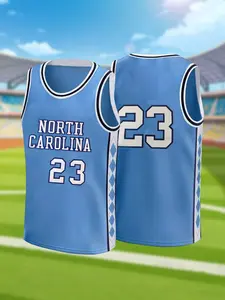 North Carolina #23 Men's Basketball Lightweight Jersey, Retro Sleeveless Mesh Breathable Quick Dry Sports Uniform, Classic College Basketball Shirt for Fans, Casual Streetwear for Training & Game