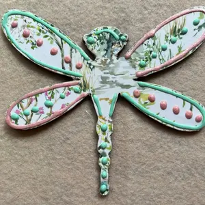 Wood Dragon Fly with Decoupage and 3D Paint Handcrafted Decorative Ornament for Home Decor