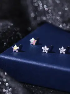 925 Sterling Silver Star Design Earrings, Artificial Zircon Decor Stud Earrings, Fashion Jewelry Accessories for Women & Girls, Trendy All-match & Exquisite Jewelry for Birthday Gift