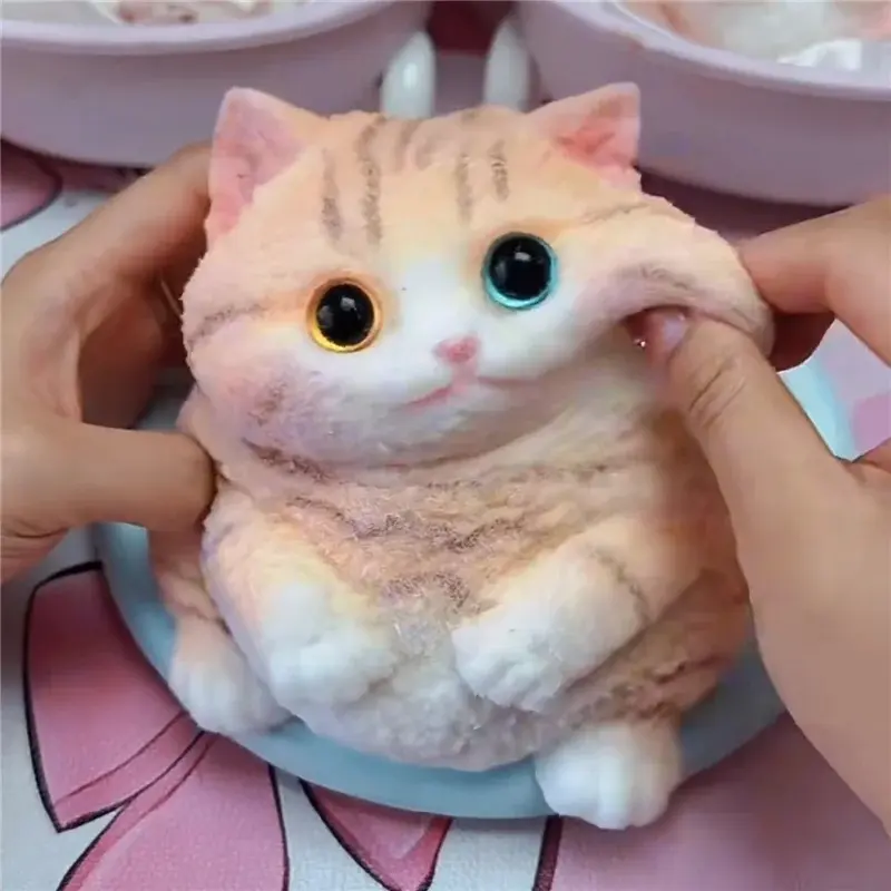 Cute Kawaii Cat Squishy Soft Silicone Stress Relief Squeeze Toy Anxiety Relief Desk Buddy Gift for Kids Adults Desk Decor Gift calm anxiety