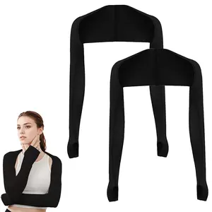 2 Pack Refreshing Shawl Arm Finger Protection Sun Cooling Shoulder Guard UV Protection Arm Sleeves Shawl Fake Sleeves with Finger Holes Arm Cooling Cover Outdoor Arm Sleeve