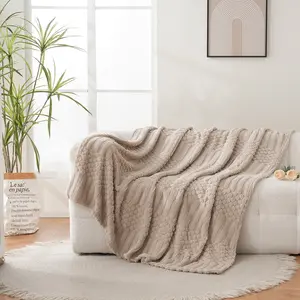 Textured Cozy Ribbed Throw - Ultra Soft, Durable & Stylish for All Seasons,Luxurious Textured Cozy Essential,Decorative Textured Bed Throw,Embossed Striped Plush Throw,Cozy Ribbed All-Season Blanket